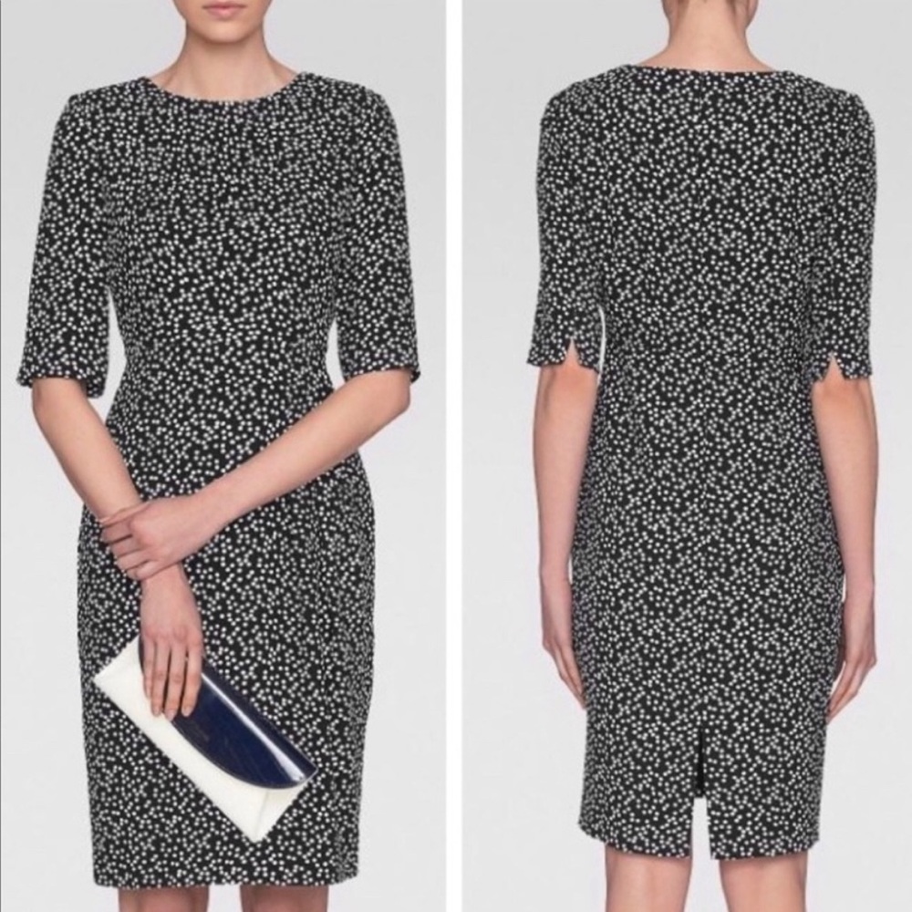 LK Bennett Yolanda Dress Sz 2 Black White Print